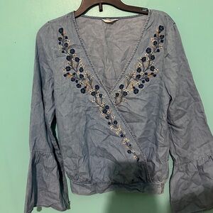 Bell sleeve wrap top